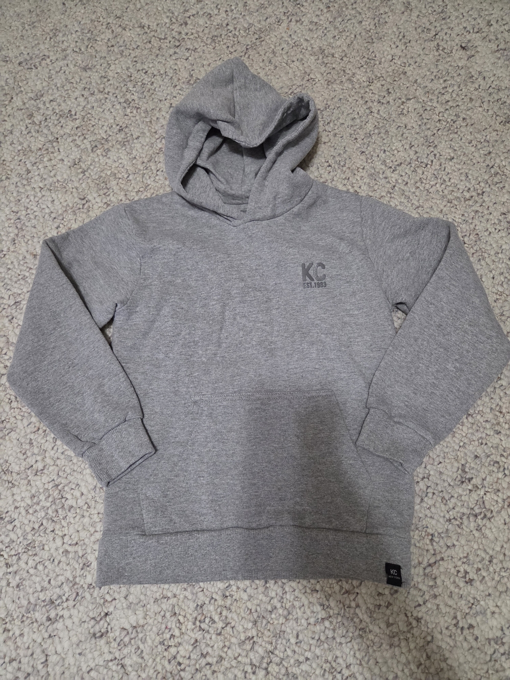 Kenneth Cole Kids Grey Hooded Sweatshirt with KC Chest Logo